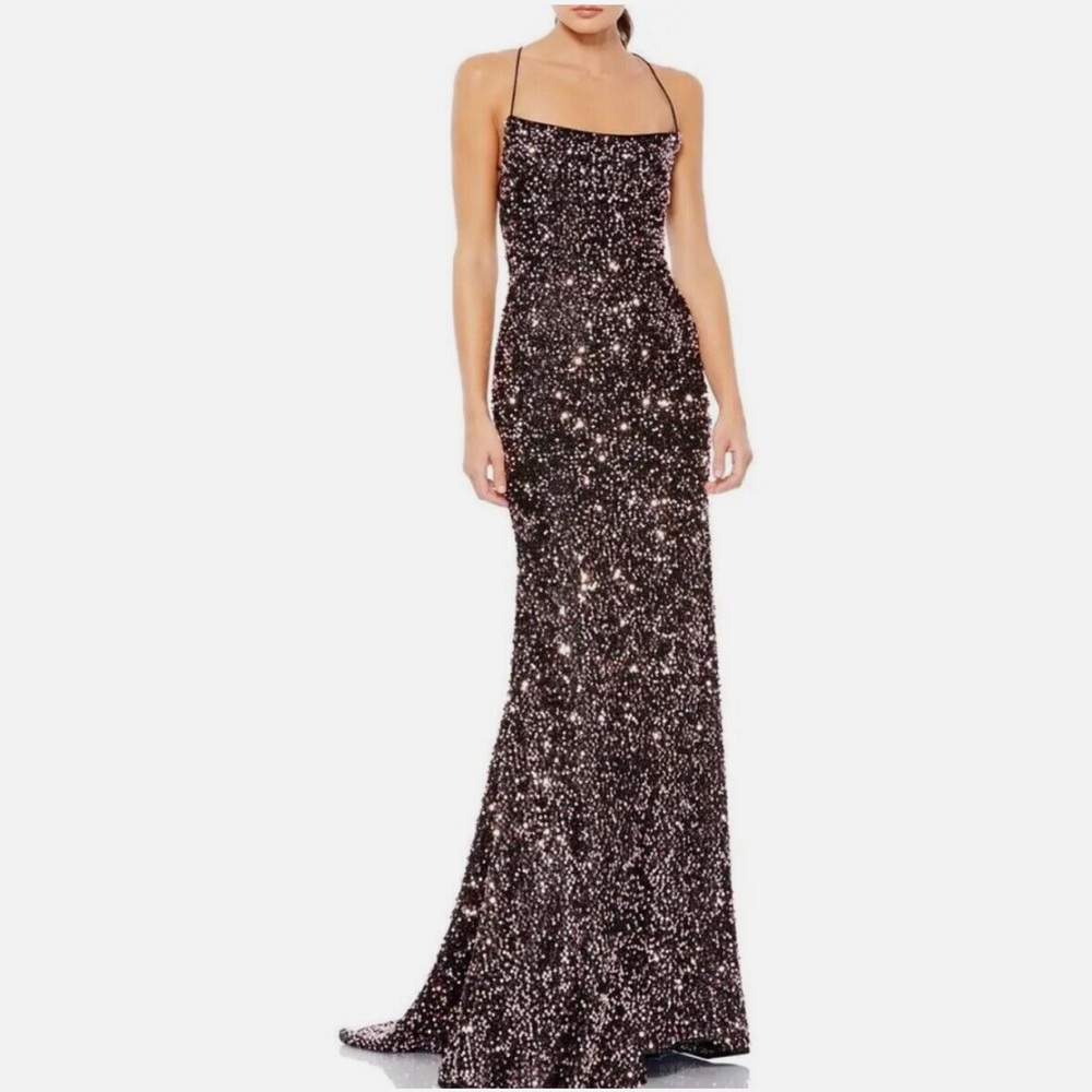 Ieena for Mac Duggal Womens Sequined Long Formal Evening Dress Gown BHFO 4771